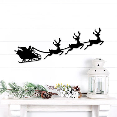 Santa and Reindeer Metal Wall Decoration